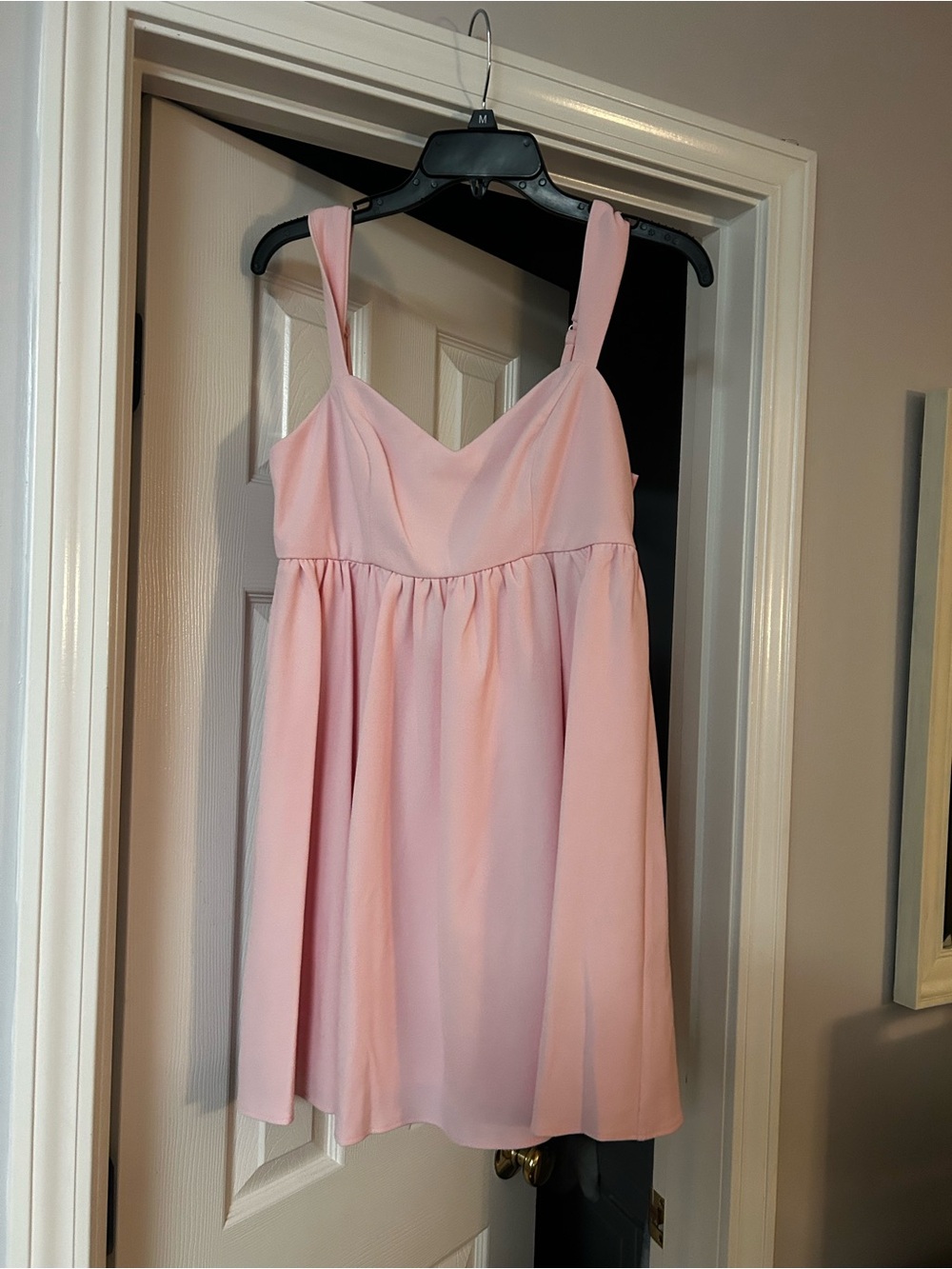 Women’s Light Pink Sleeveless A-Line Babydoll bow back